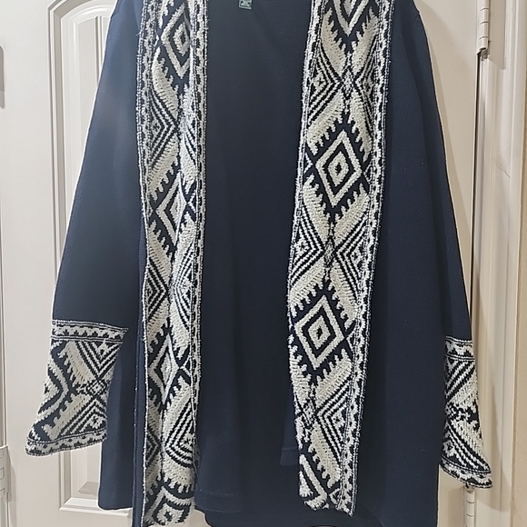 Ralph Lauren Navy and Cream Knit Cardigan - Picture 1 of 3